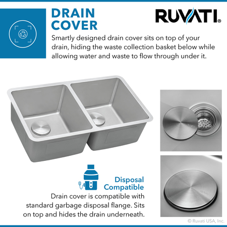 Ruvati 28" Undermount Kitchen Sink 50/50 Double Bowl 16 Gauge SS RVM5077